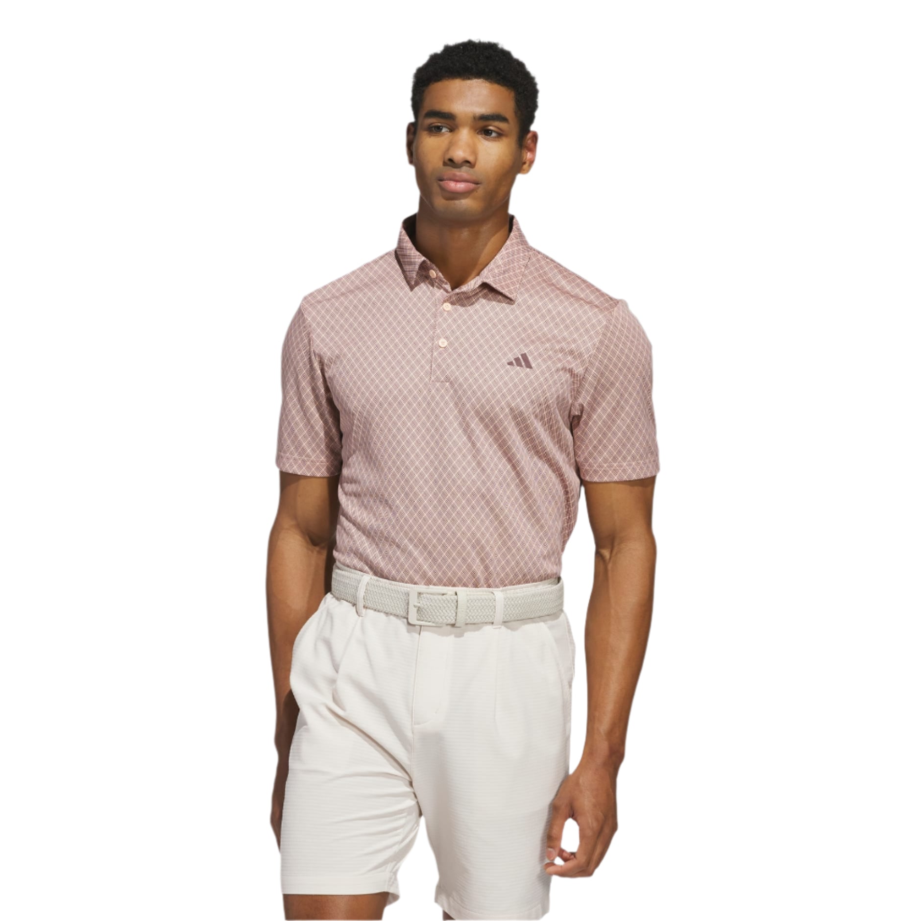 Adidas Men's Golf Shirt | Polo Core Print | Ruby/White
