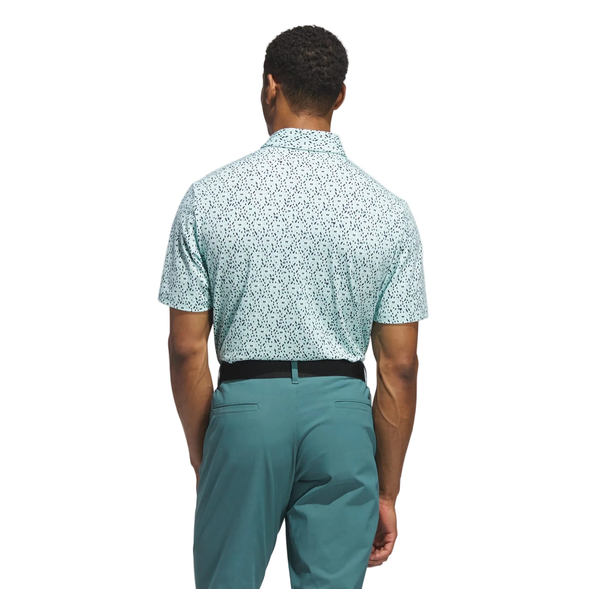 Adidas Men's Golf Shirt | Ultimate365 Micro Argyle Polo | Semi Flash Aqua / Collegiate Navy