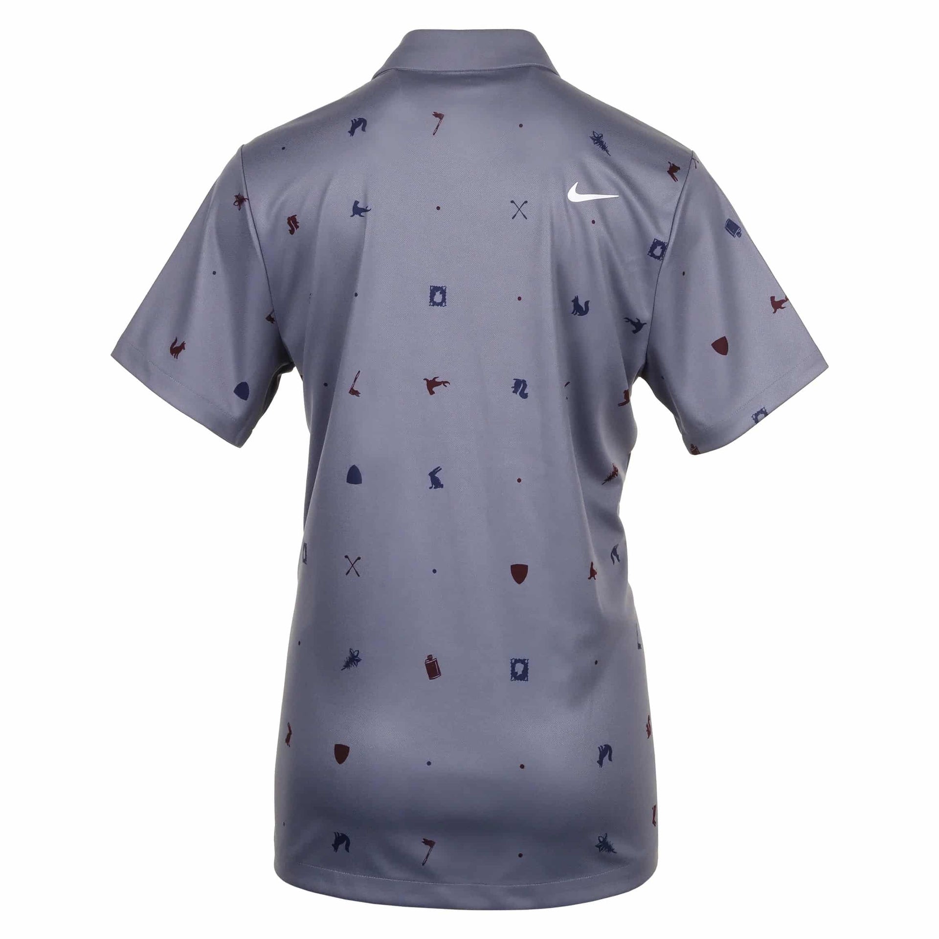 Nike golf polo shirt with small graphic prints, gray color.