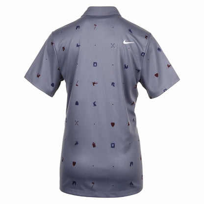 Nike golf polo shirt with small graphic prints, gray color.