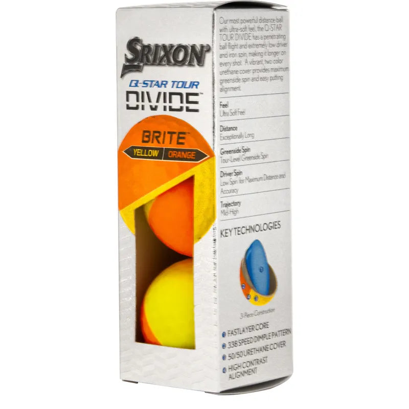 Srixon Q-Star Tour Divide Yellow/Orange Golf Balls