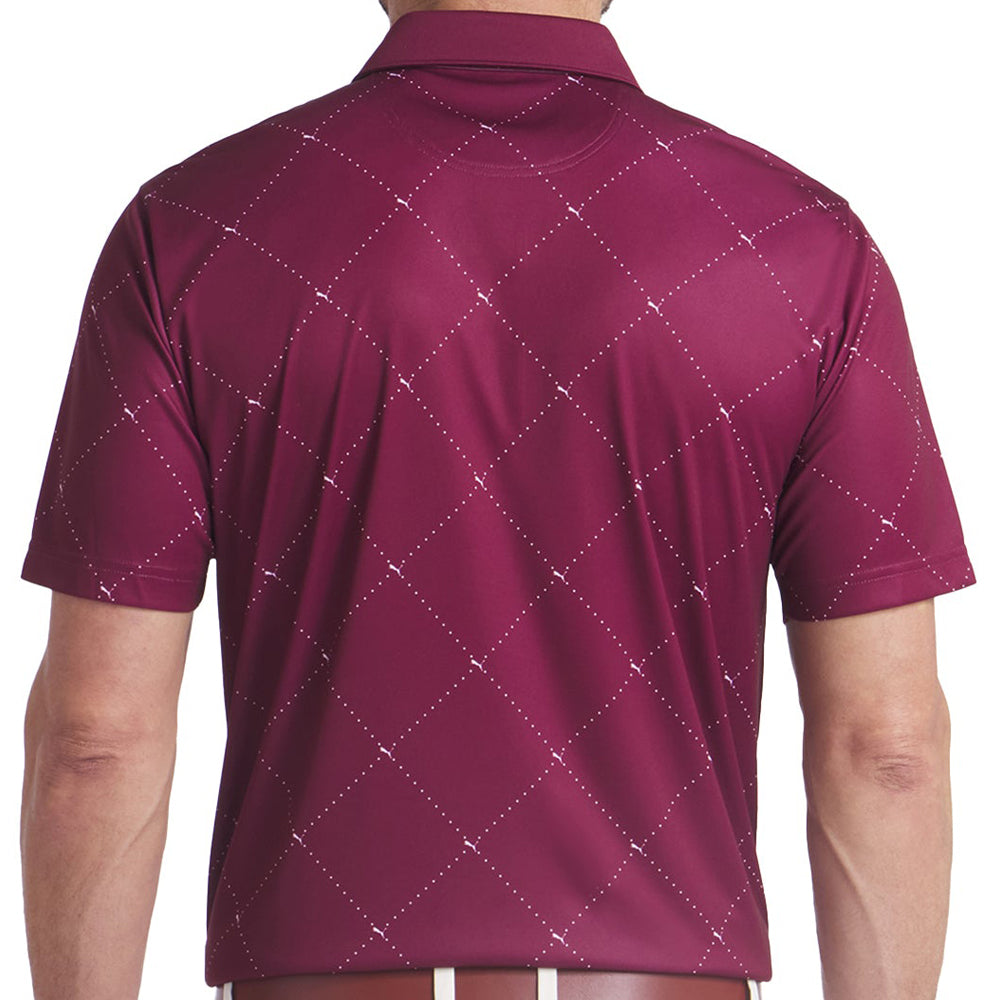 Puma Men's Golf Shirt | Pure 2.0 Argyle Polo | Ruby Shimmer White Glow
