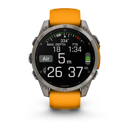 Garmin Fenix 8 Watch | 47mm | Amoled Sapphire Spark Orange/Graphite Band