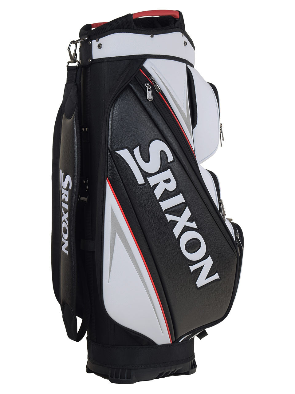 Srixon golf bag with black, white and red accents.