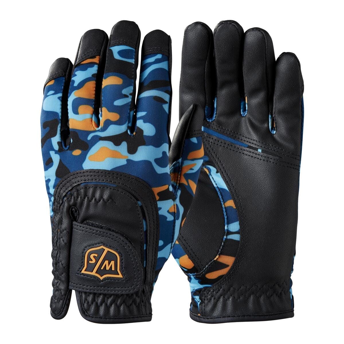 Wilson Junior Golf Glove | One Size Fit All | Black/Blue/Orange Camo
