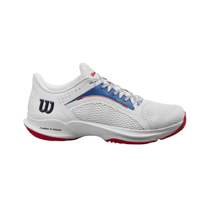 Wilson Padel Footwear | Ladies Hurakn 2.0 Wht - Deja Vu Blue - Wilson Red (UK7)