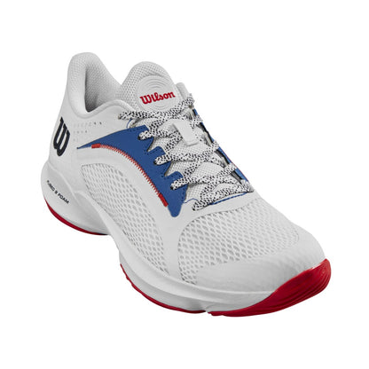 Wilson Padel Footwear | Ladies Hurakn 2.0 Wht - Deja Vu Blue - Wilson Red (UK7)