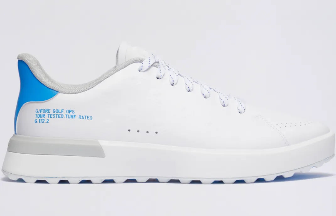G Fore Mens Golf Shoe | G112 | Embossed | Skull and Tees | Snow-Blue