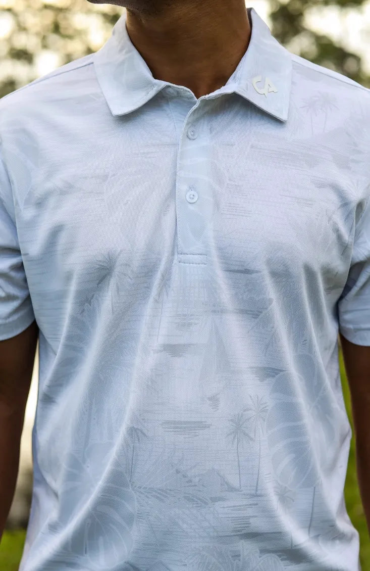 Custom Apparel Mens Golf Shirt | Statement | Ice White Caribbean
