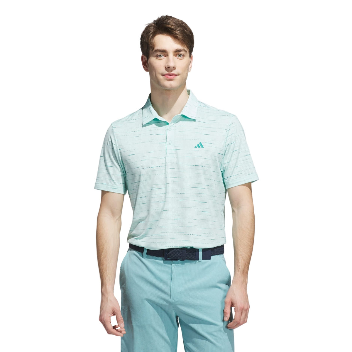[KA7908M] Adidas Mens Golf Shirt | Ultimate Polo | Mesh Print | Sage (M)