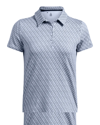 [1387148464M] Under Armour Womens Golf Shirt | Playoff 3.0 Printed | Blue (M)