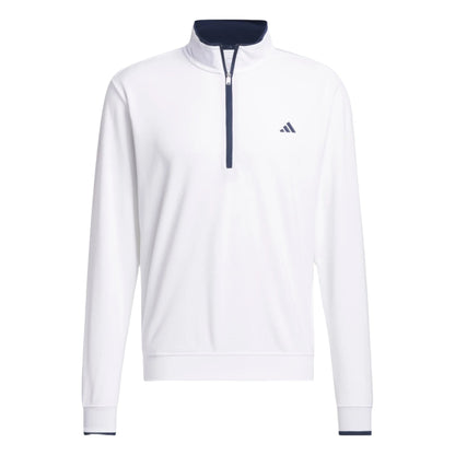 [IQ2962L] Adidas Mens Jersey | Lightweight 1-4 Zip | White (L)