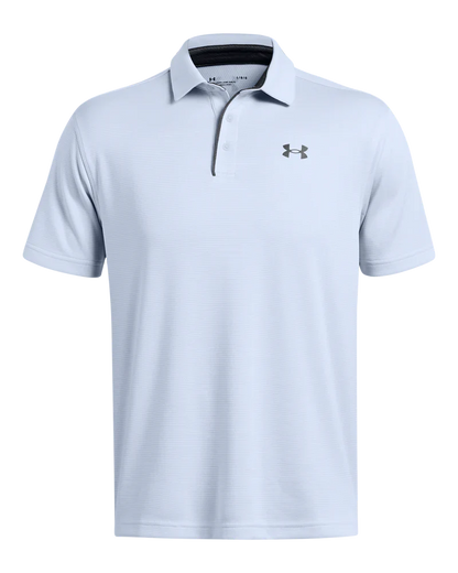 [1290140470XL] Under Armour Mens Golf Shirt | Tech Polo | Striped (Light Blue, XL)