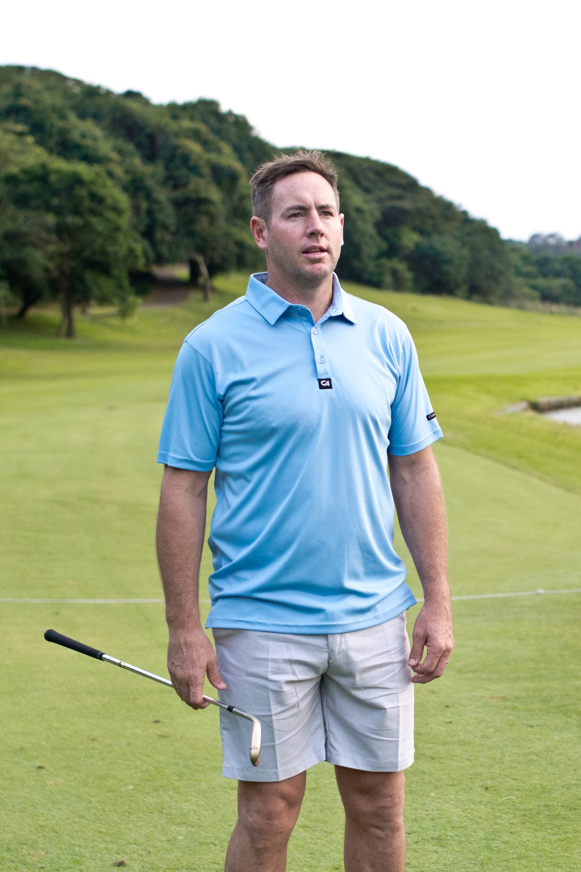 [SKUIQ237] Custom Apparel Mens Golf Shirts | Iconic (Sky Blue, M)