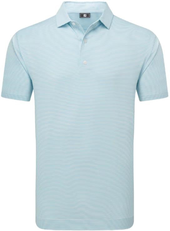 Footjoy Mens Golf Shirt | EU Micro Stripe Lisle | Light Blue-White