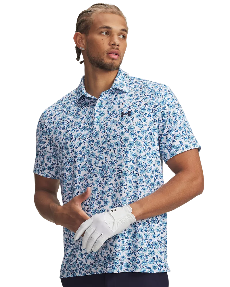 Under Armour Mens Golf Shirt | Playoff Printed 3.0 Polo | White
