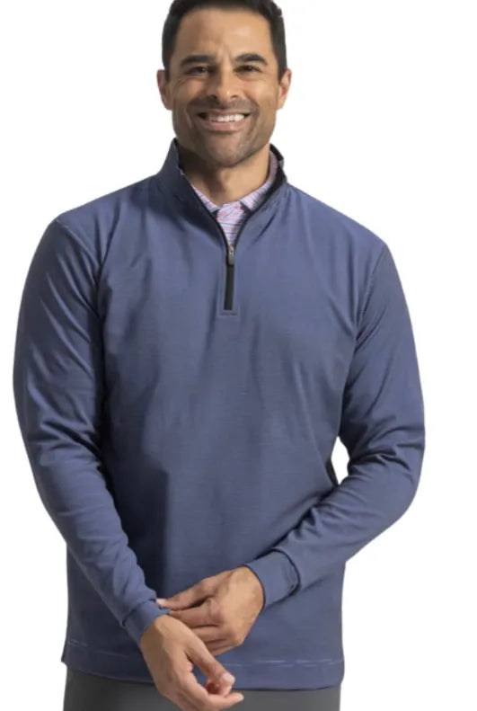 Footjoy Mens Golf Pullover | EU Ottoman | Stripe Chill-Out | Black-Violet
