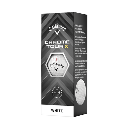 [3000991W] Callaway Golf Balls | Chrome Tour X 2024 (White/Sleeve, 2024)