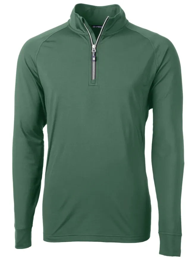 Cutter and Buck Mens Golf Pullover | Adapt Eco | Quarter Zip | Hunter Green