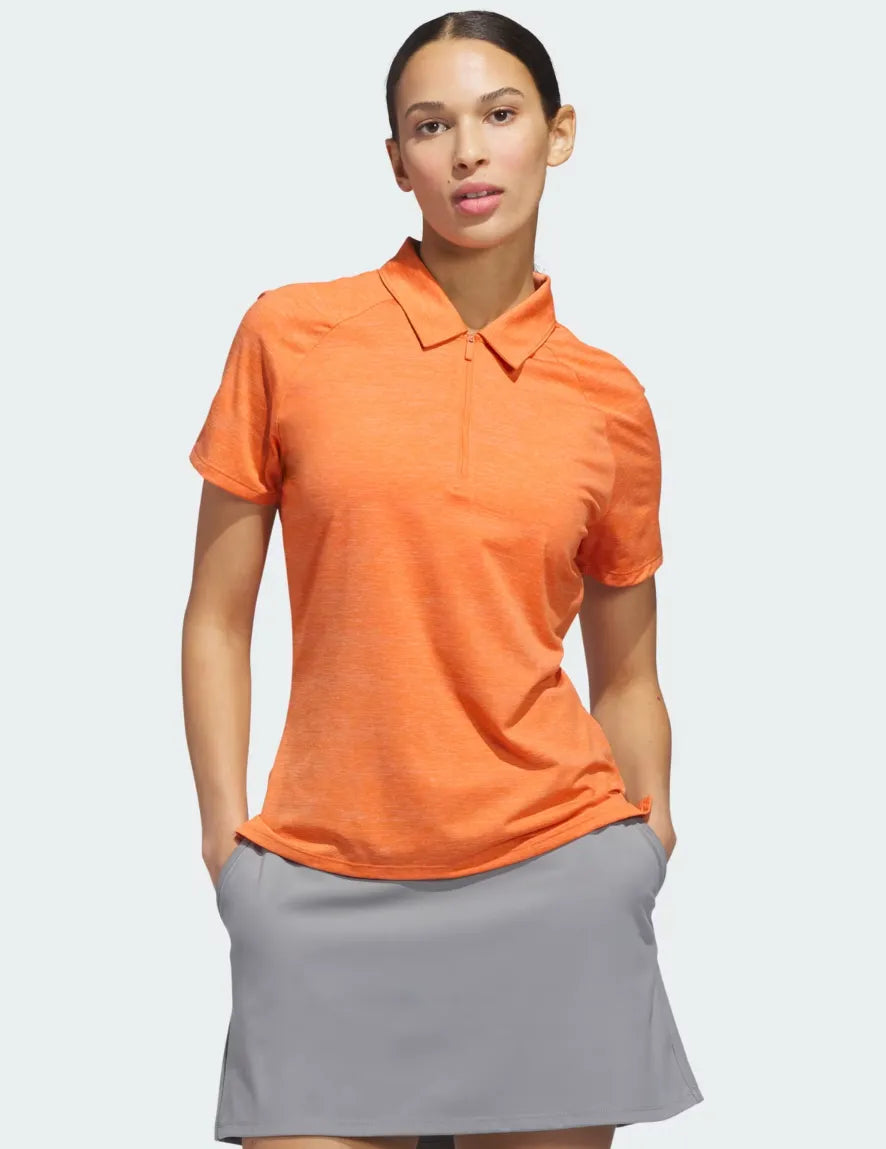 Adidas Womens Golf Shirt | Ultimate365 Heathered Twistknit Polo | Orange