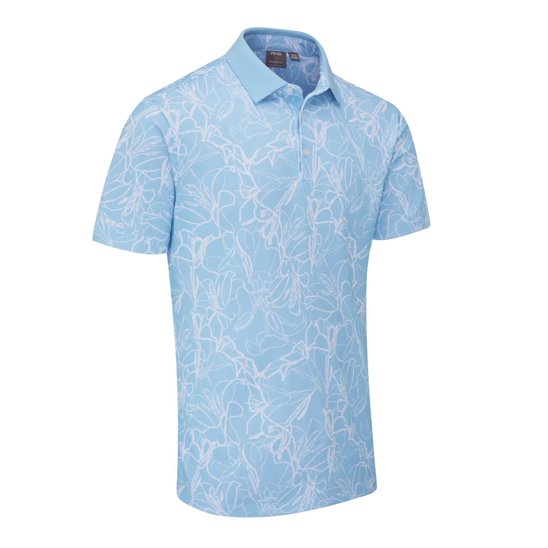 Ping Mens Golf Shirts | Orlando Polo | Baltic Sea-White