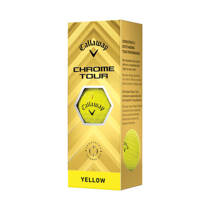 [3001039G] Callaway Golf Balls | Chrome Tour (Yellow/Sleeve, 2024)