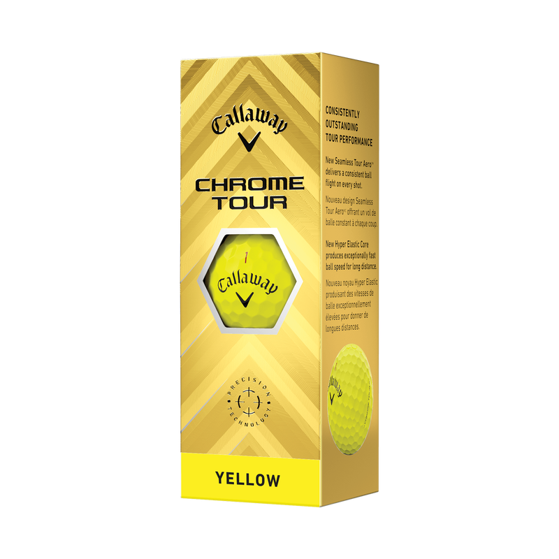 [3001039G] Callaway Golf Balls | Chrome Tour (Yellow/Sleeve, 2024)