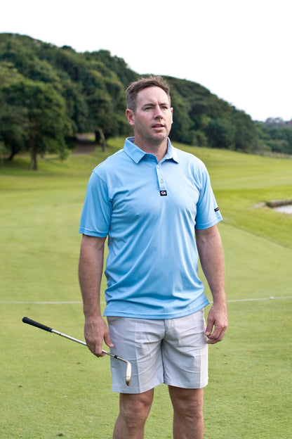 [SKUIQ239] Custom Apparel Mens Golf Shirts | Iconic (Sky Blue, XL)