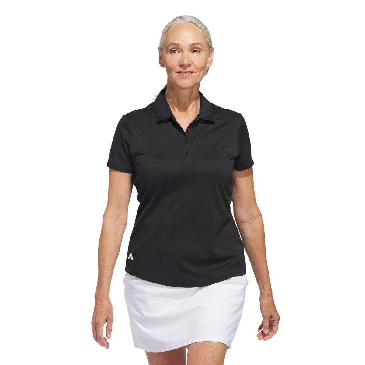 [IN9924XL] Adidas Womens Golf Shirt | Solid Performance Short Sleeve Polo (Black, XL)