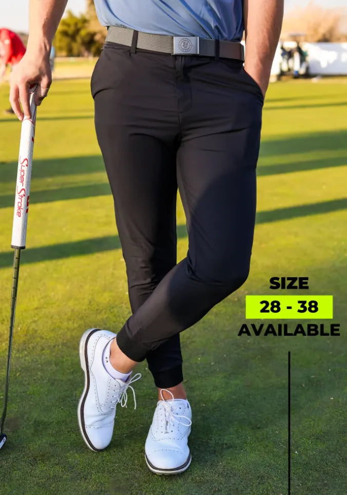 [JP-JOG-BLACk-30] Booyaa Mens Golf Longs | Jogger (Black, 30)