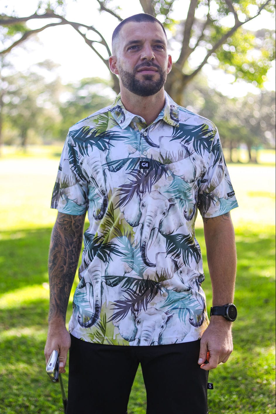 Custom Apparel Mens Funky Golf Shirt | Elephant Spirit
