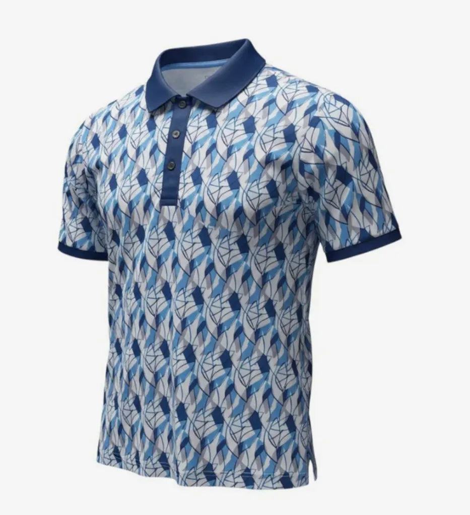 Cutter and Buck Womens Golf Shirts | Birdie Foliage Print | Navy