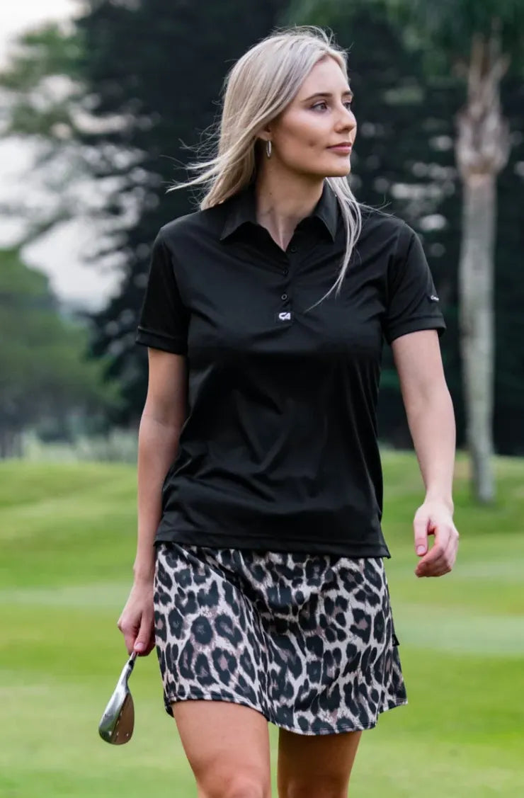 Custom Apparel Womens Golf Shirt | Iconic | Black