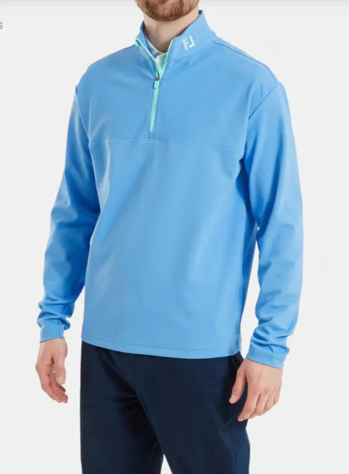 Footjoy Mens Golf Jersey | EU Angled Ottoman Cout | 1/4 Zip | Deep Reef Blue