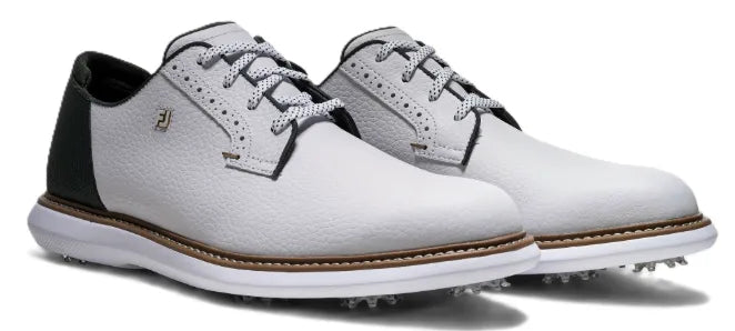 FootJoy Mens Golf Shoes | Traditions | White-Green-Tan