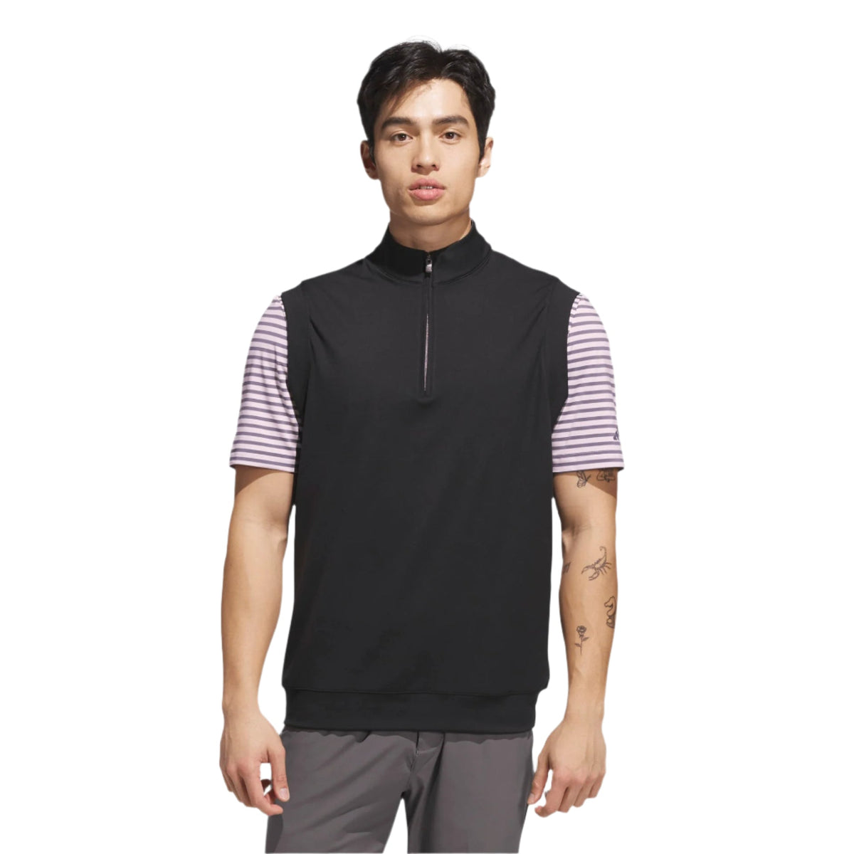 [JL5696L] Adidas Mens Golf Jacket | Sleeveless 1-4 Zip | Black (L)