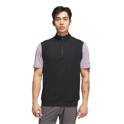 [JL5696L] Adidas Mens Golf Jacket | Sleeveless 1-4 Zip | Black (L)