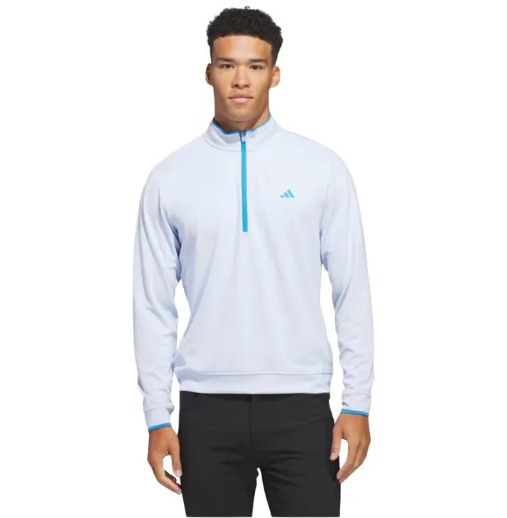Adidas Mens Golf Jacket | Core Lightweight | Quarter Zip | Baby Blue
