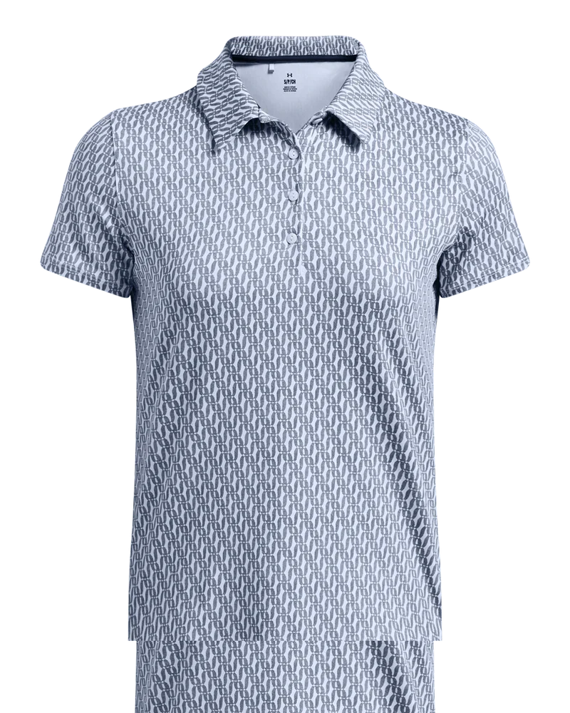 [13871484642XL] Under Armour Womens Golf Shirt | Playoff 3.0 Printed | Blue (2XL)