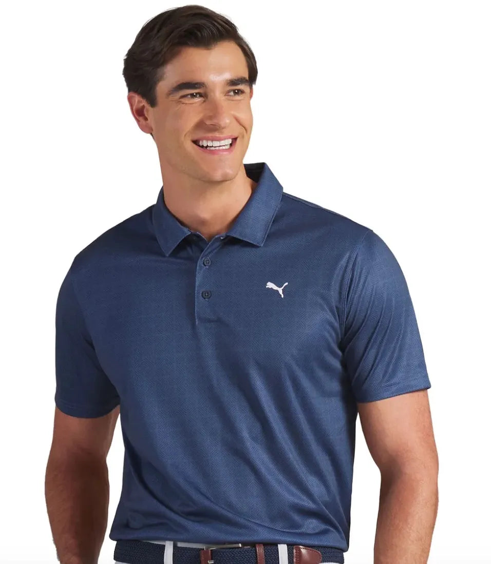 Puma Golf Mens Shirts | Polo Pure 2.0 | Geo Diamond | Dark Indigo