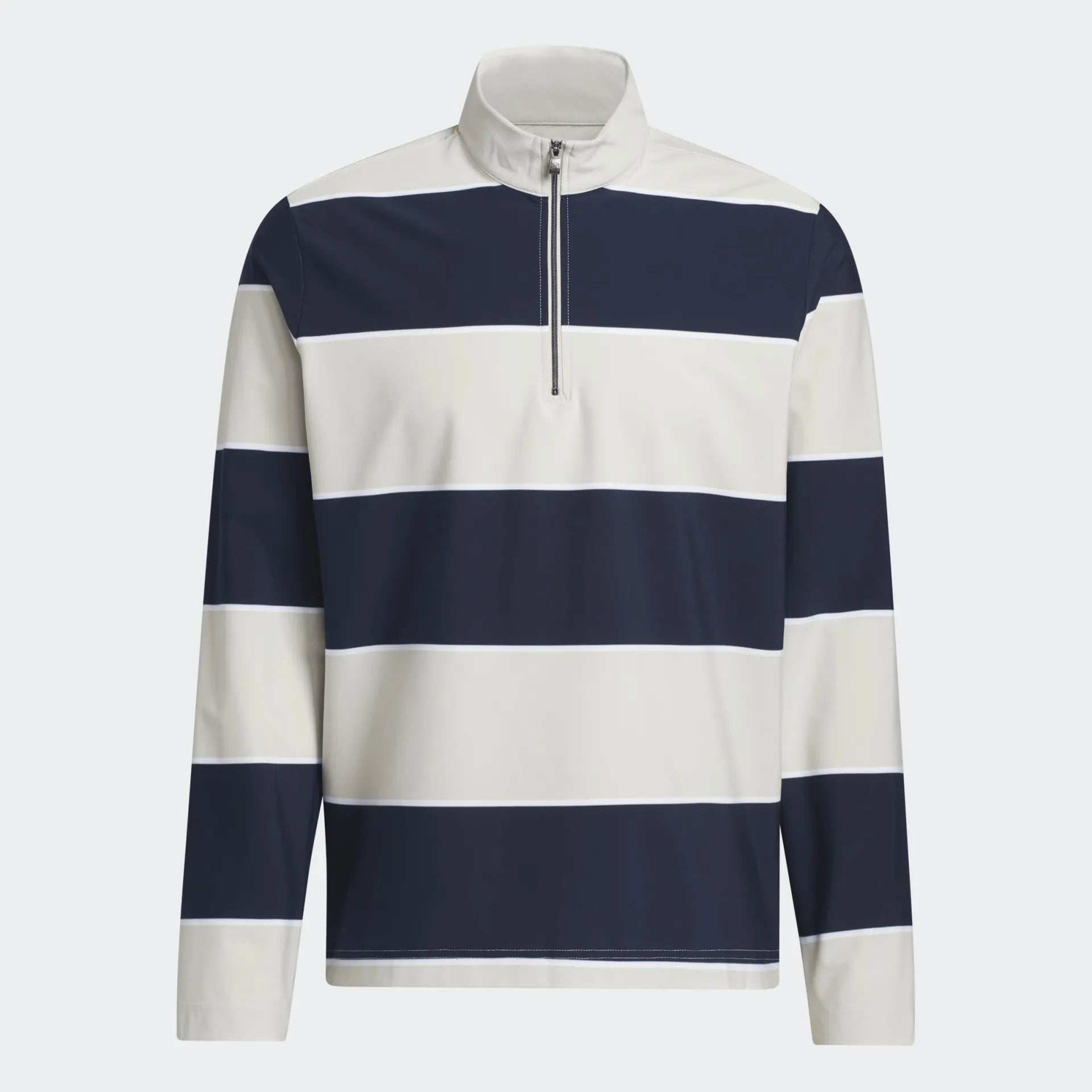 Adidas Mens Golf Jersey | Ultimate365 Rugby Stripe 1-4 Zip | Navy-Beige