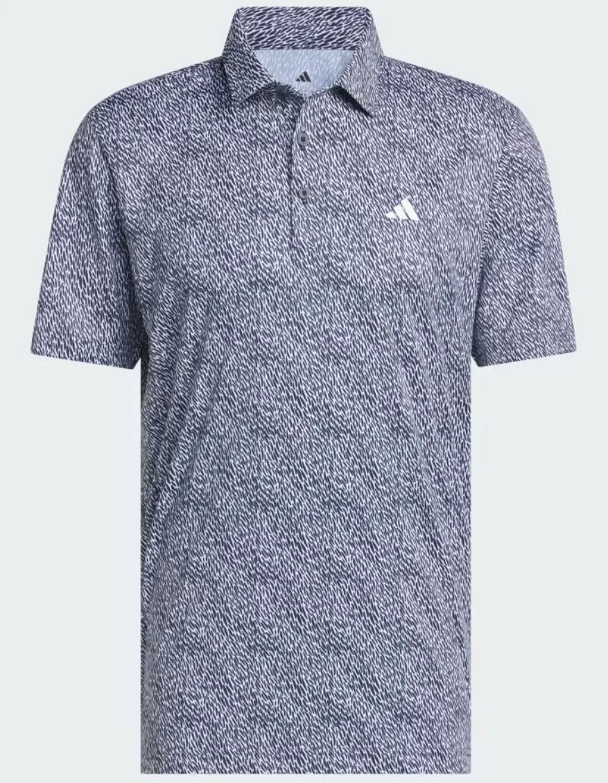Adidas Mens Golf Shirt | ULTIMATE365 FEATHER PRINT POLO | Grey/Navy