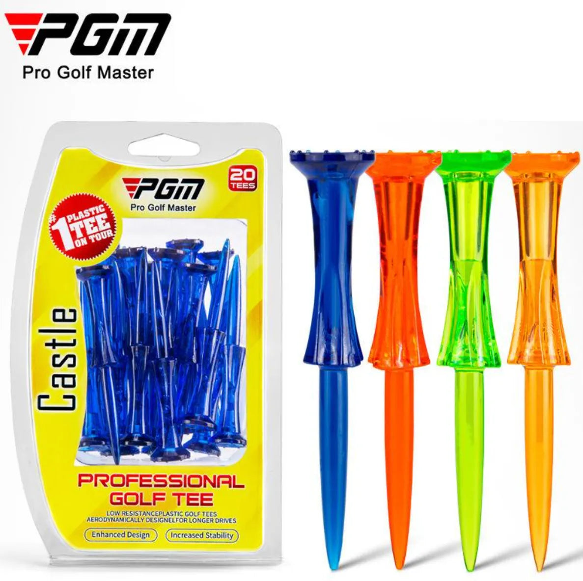 PGM Plastic Fixed Golf Tees | Orange | 83mm