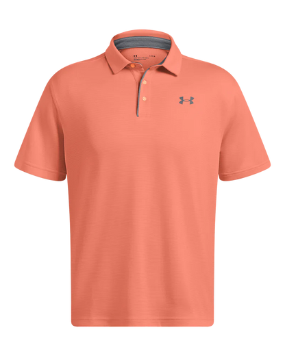 [1290140897XL] Under Armour Mens Golf Shirt | Tech Polo | Striped (Peach, XL)