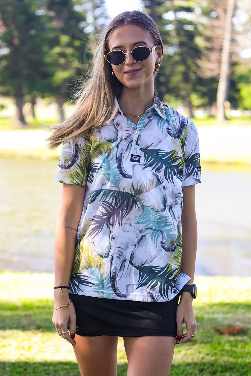 Custom Apparel Womens Funky Golf Shirt | Elephant Spirit