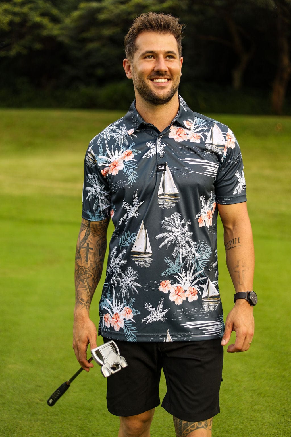 Custom Apparel Mens Funky Golf Shirt | Lets Go Sailing