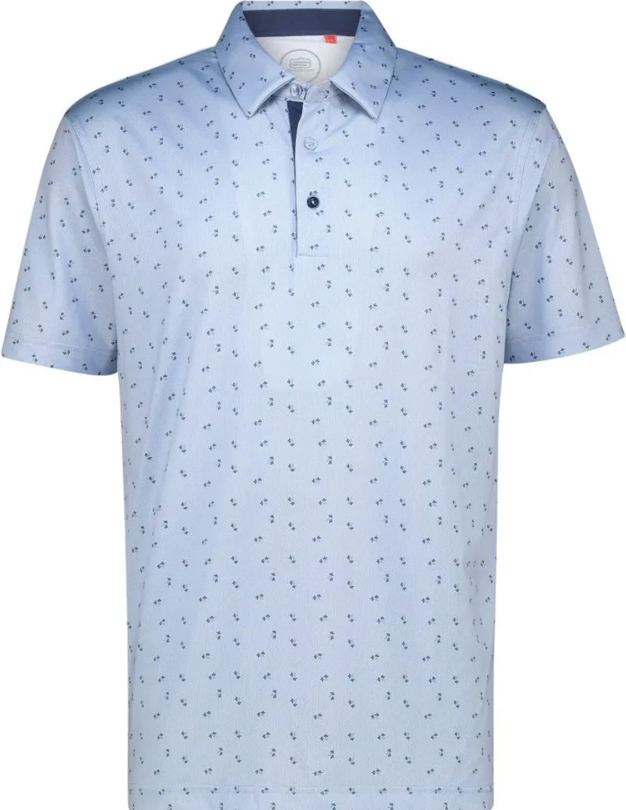 Swagg Mens Golf Shirt | Micro Meadow Dry Tech Performance | Blue-Navy