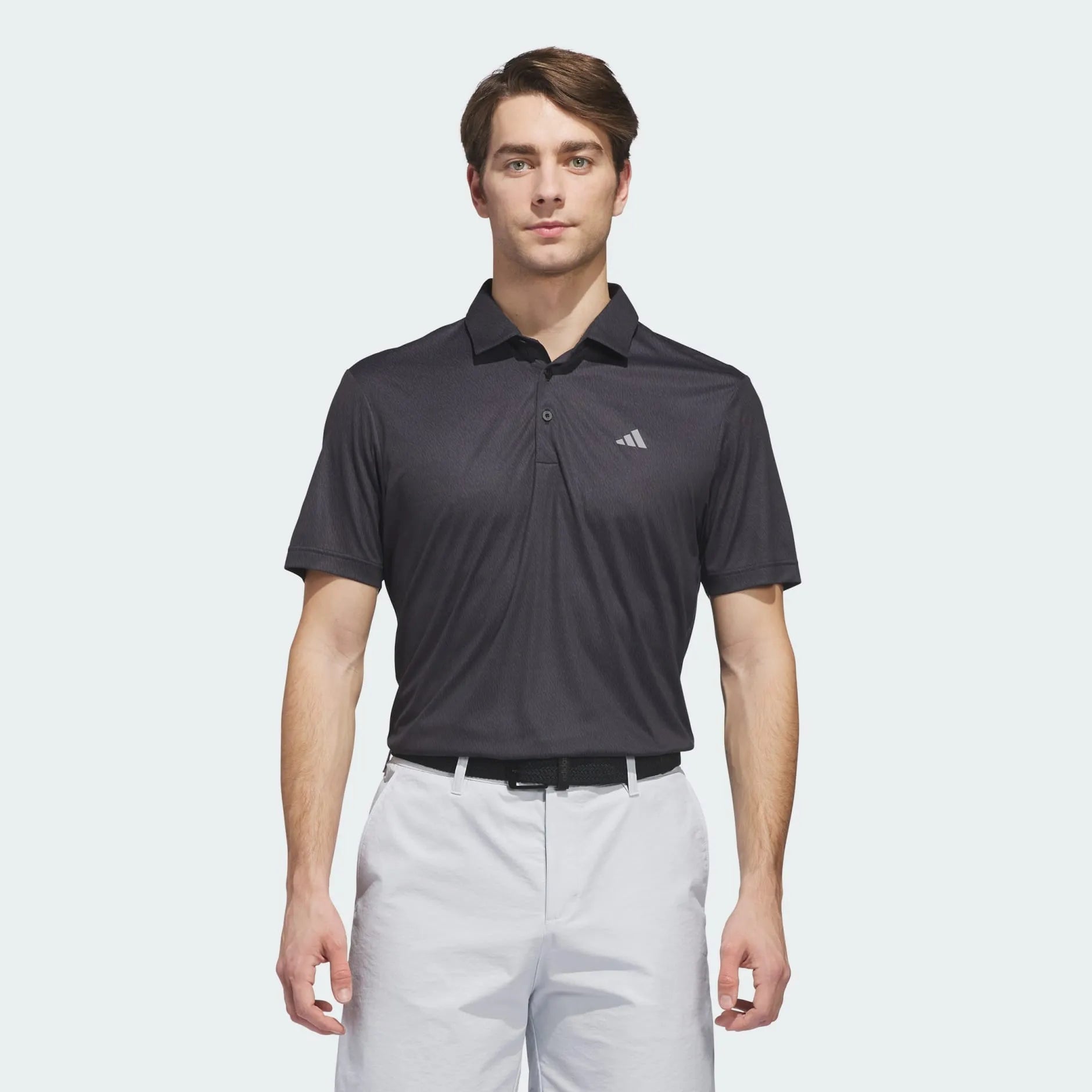 Adidas Mens Golf Shirt | Ultimate 365 Feather Print Polo | Black