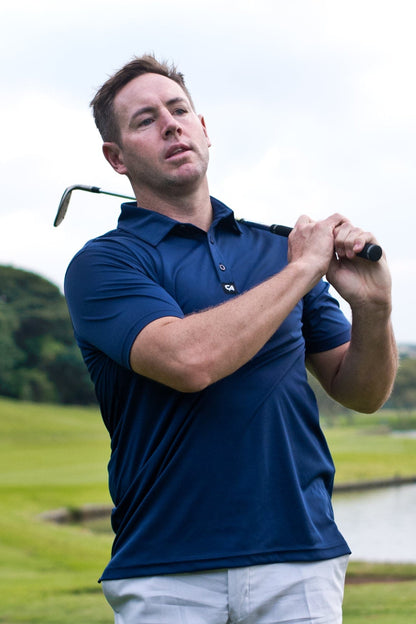 [SKUIQ248] Custom Apparel Mens Golf Shirts | Iconic (Navy, L)