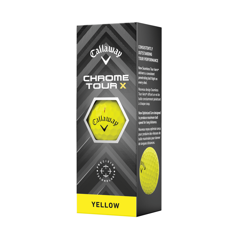 [3000991G-1] Callaway Golf Balls | Chrome Tour X 2024 (Yellow/Sleeve, 2024)